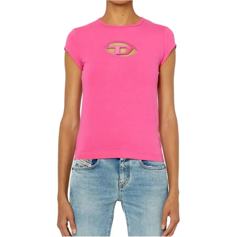 DIESEL OVAL D Series T Shirt Women's Neon Pink-1