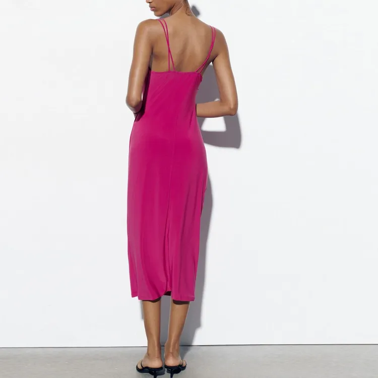 ZARA Slip Dress Women's Dark Purple Red-3