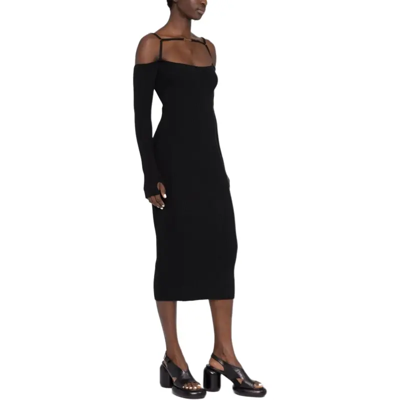 Jacquemus La Robe Sierra Long-Sleeve Ribbed Dress-3