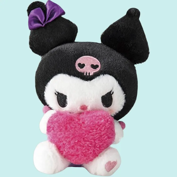 Sanrio Pink Heart Buddy Hug Collection Kuromi Hug Heart Style Dolls Plush Pendant 14.5cm Height-1