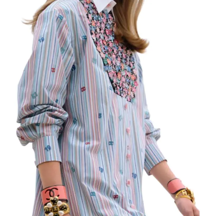 CHANEL Long-Sleeved Dresses Women's Purple-2