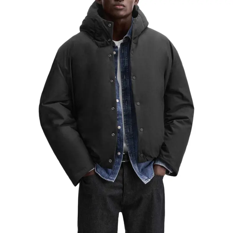 ZARA Puffer Jackets Men Black-3