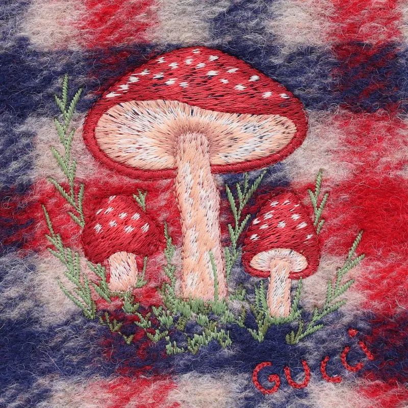 GUCCI Mushroom Embroidery Check Shirt-9