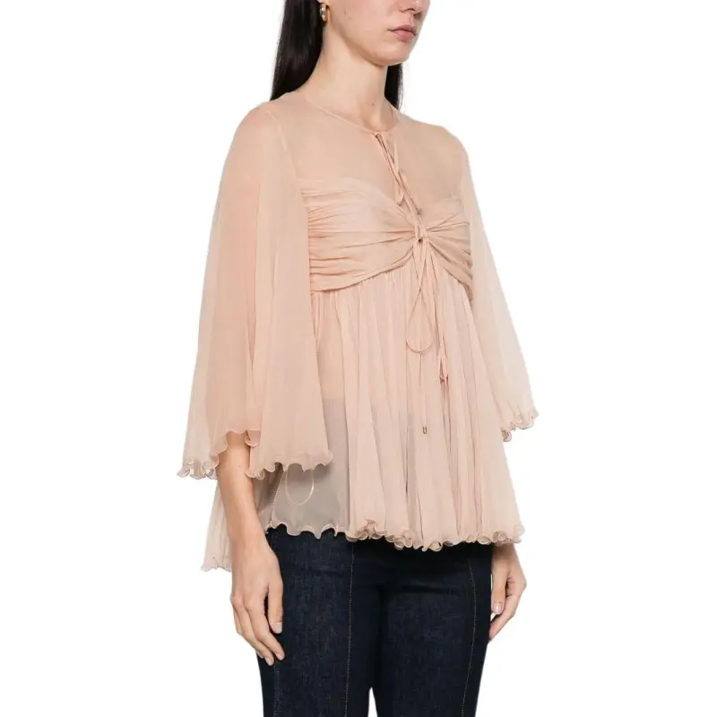 Chloé Pleated Silk Top-3