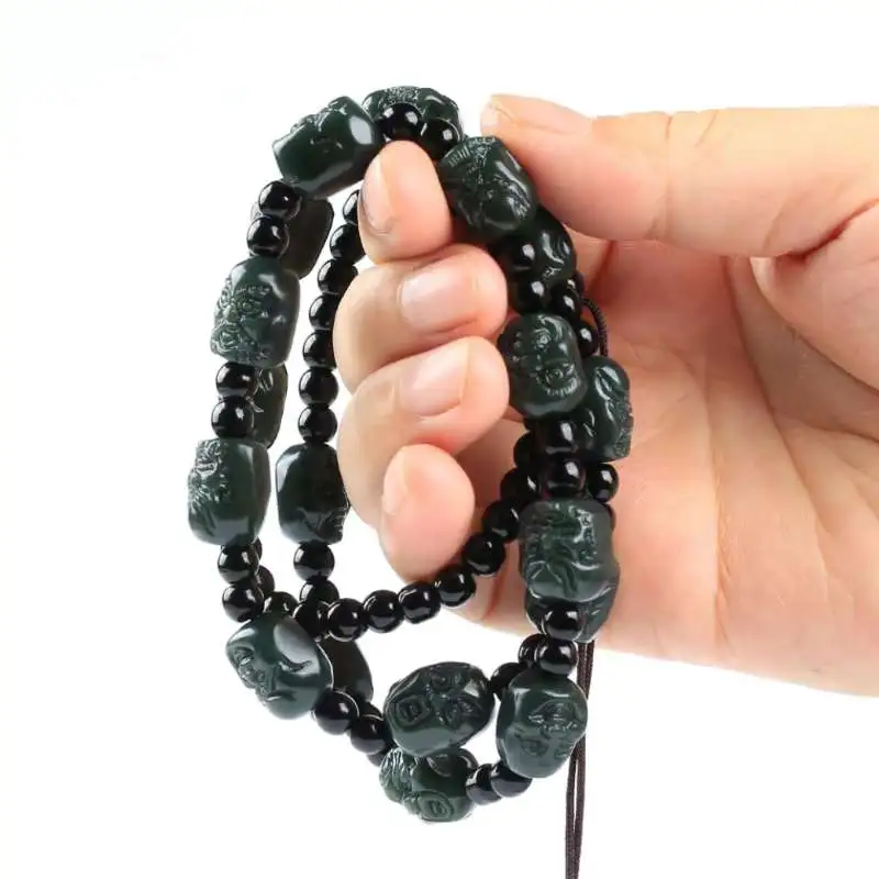 JUNWEN Hetian Jade Necklaces Green Jade Men's-5