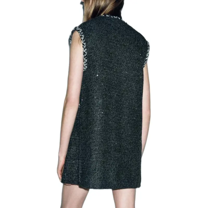 ZARA Vests Women's Dark Gray-3