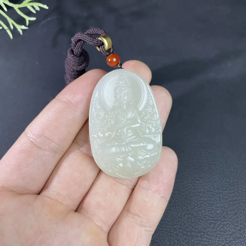 BUDOUXIAOAI Pendants White Jade/Pale Greenish White Jade Unisex-1