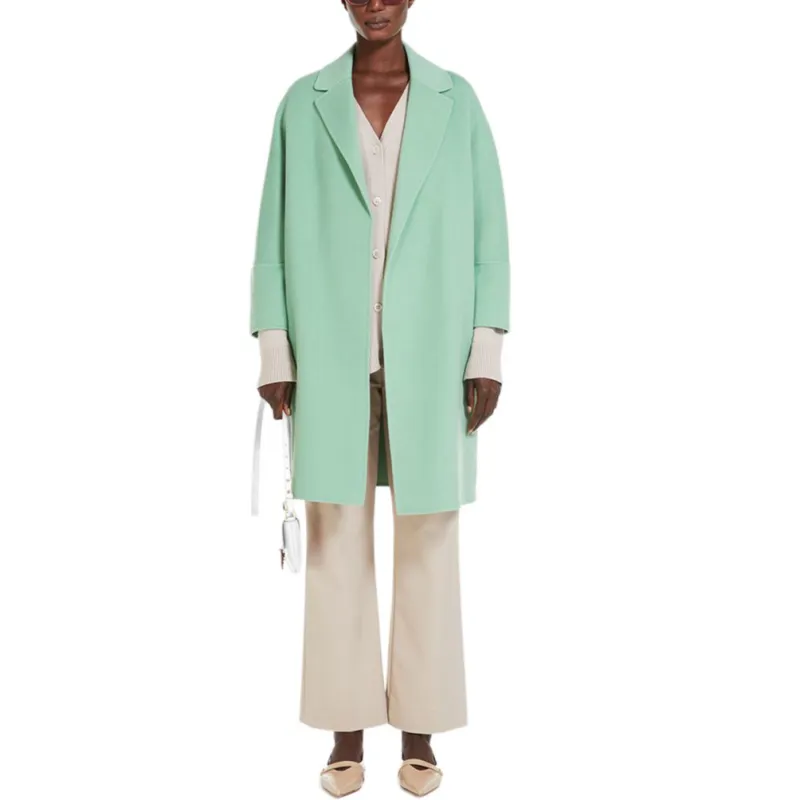 ’S MAX MARA Arona Collection Wool Belted Coat Coats Women's Green-1