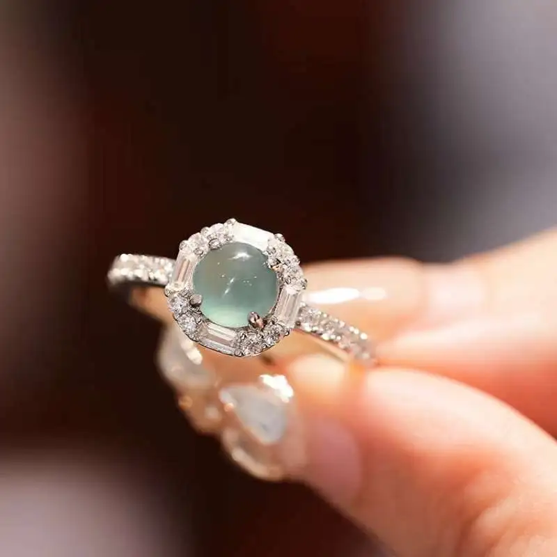 Grace Glutinous Jade Jadeite Rings Women's-3