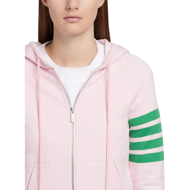 THOM BROWNE· Classic 4 Bar Loopback Hoodie Jackets Coats Women's Light Pink-5