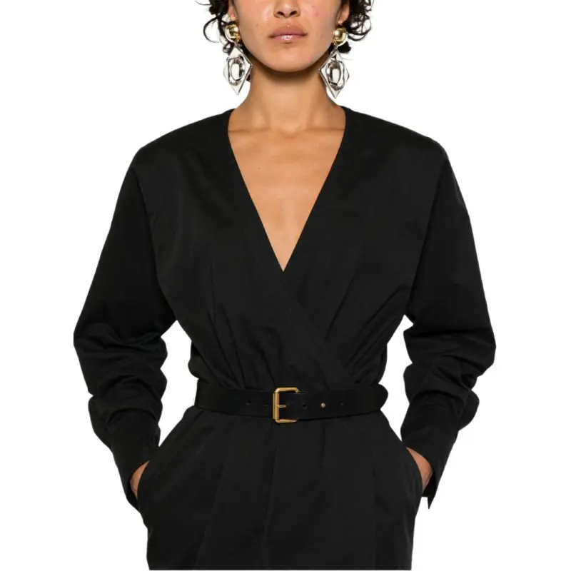 SAINT LAURENT Belted Wrap Dress-4