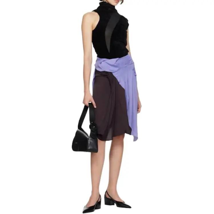 KIKO KOSTADINOV Kukri Draped Skirt 'Raw Umber/Lilac'-3