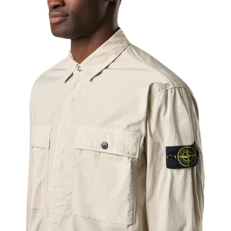 STONE ISLAND Logo Patch Long Sleeved Overshirt-4