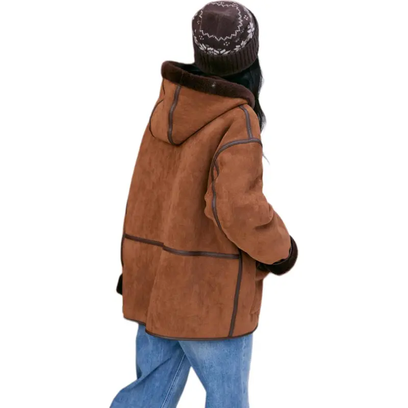 BLUEerror Velvet feel Coat Women's Caramel Brown-2