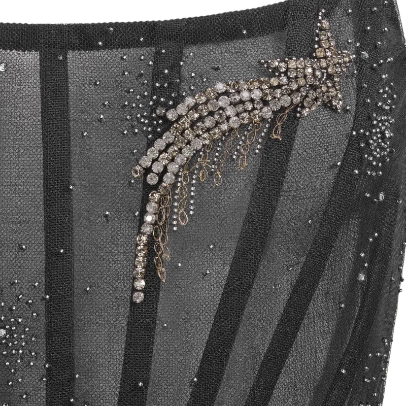 DIOR Flared Long Evening Gown Slip Dress Women's Black-3
