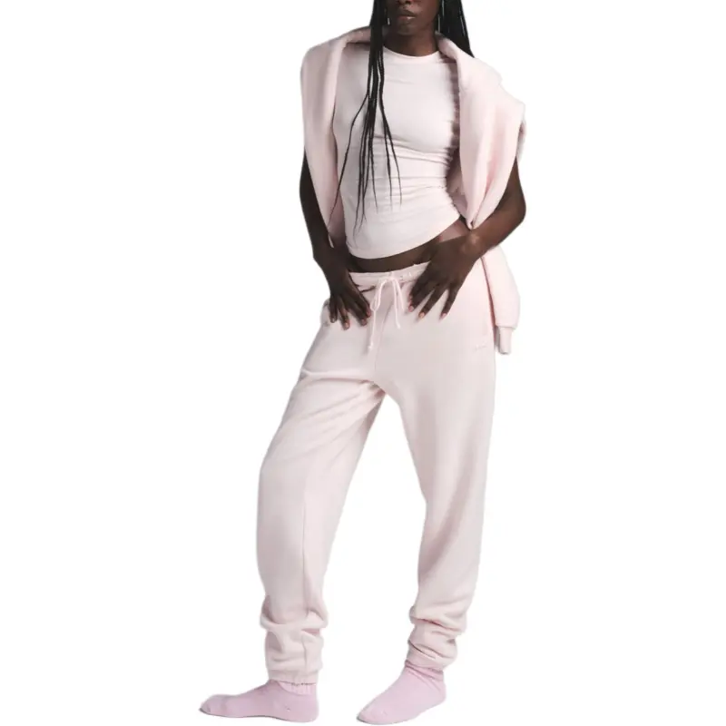 SKIMS Valentine's Day Collection SS25 COTTON FLEECE CLASSIC JOGGER Casual Pants Women's Barely Pink/Light Pink-2
