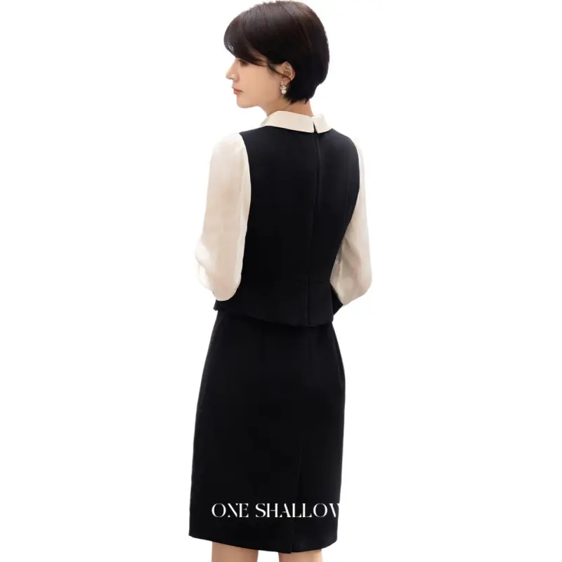 ONE SHALLOW Long Sleeved Dresses Women's Black-1