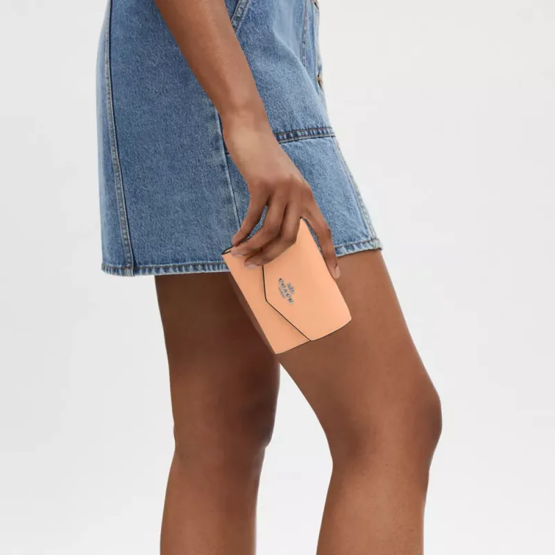 COACH Envelope Delicate Pebbled Leather Wallet Mini Women's Blush Pink-4