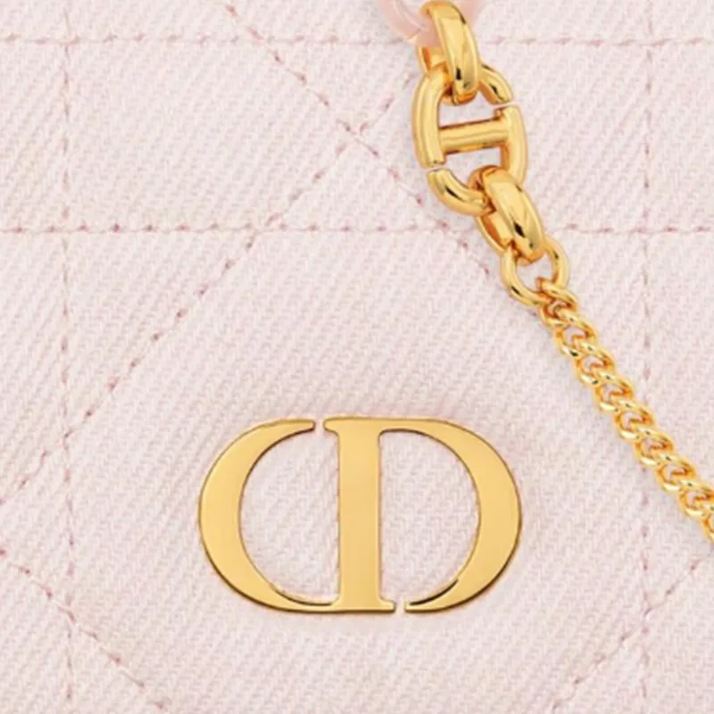 DIOR Caro Denim Shoulder Bag Women's Pink-5
