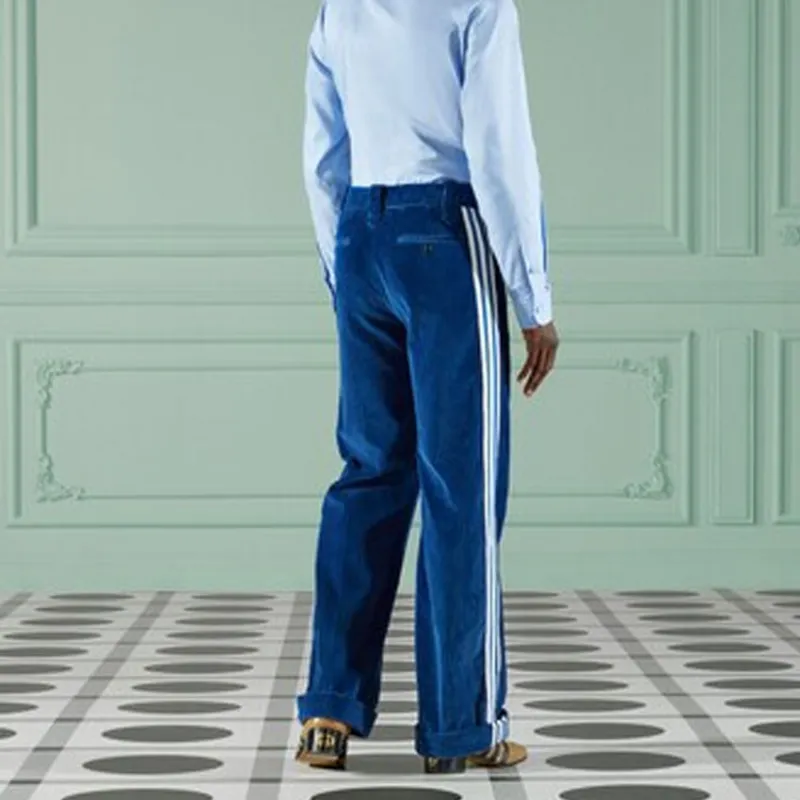 GUCCI x Adidas Casual Pants Men's Blue-4