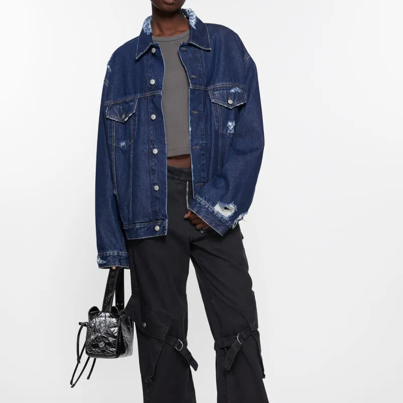 Acne Studios Relaxed Fit Distressed Denim Jacket-3
