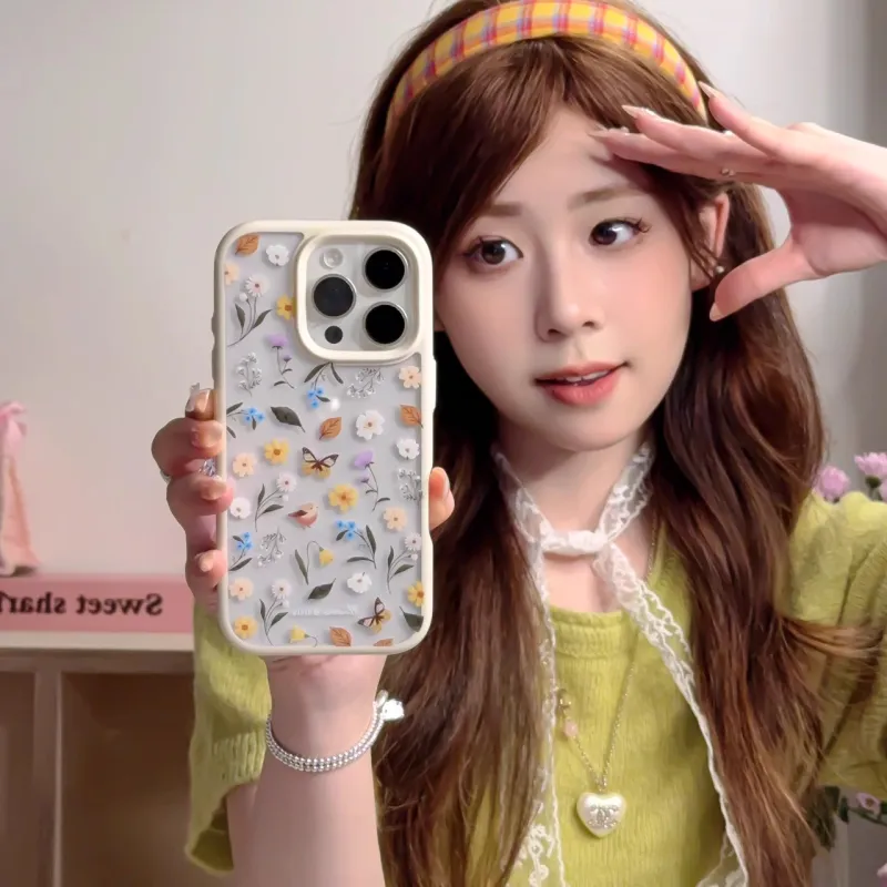 Wei Xin Acrylic Material Floral Butterfly Bird Phone Cases Compatible With IPhone 16/15 Pro Max/Apple 13/14 Pro/Max-1