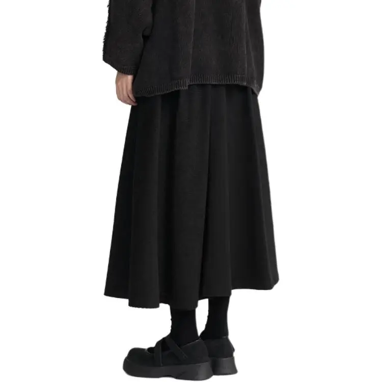LUYUSHANYU Casual Long Skirts Unisex Black-1