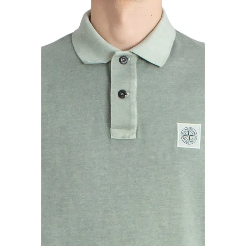 STONE ISLAND Logo Patch Short Sleeved Polo Shirt-3
