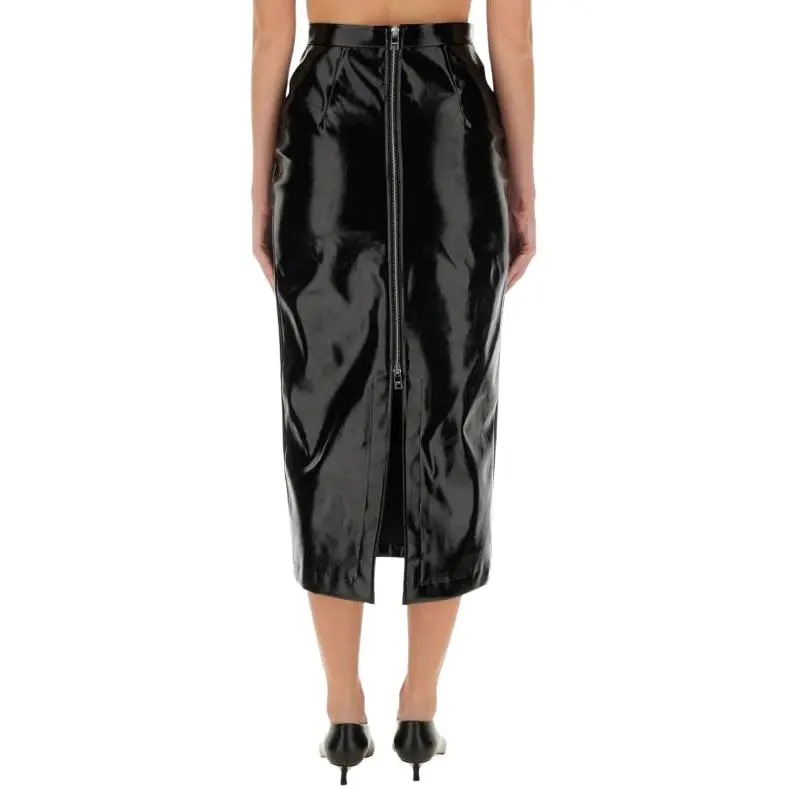 MSGM Faux Leather Zipped Midi Skirt-1