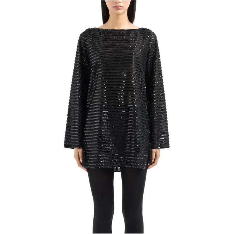 EMPORIO ARMANI Moon Capsule Collection Tulle Tunic Dress With Striped Sequinned Motif-2