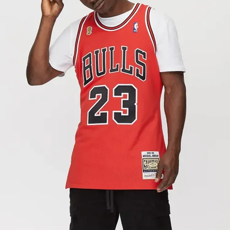 Mitchell & Ness Chicago Bulls Road Finals 1995 96 Michael Jordan Authentic Jersey-2