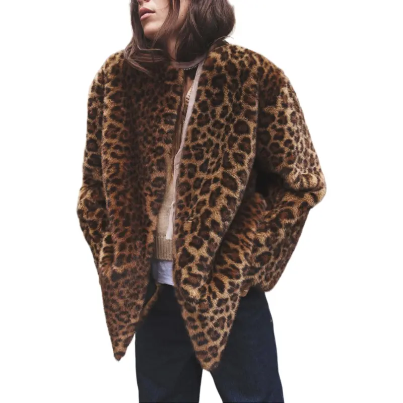 ZARA Coats Women's Leopard Print-3