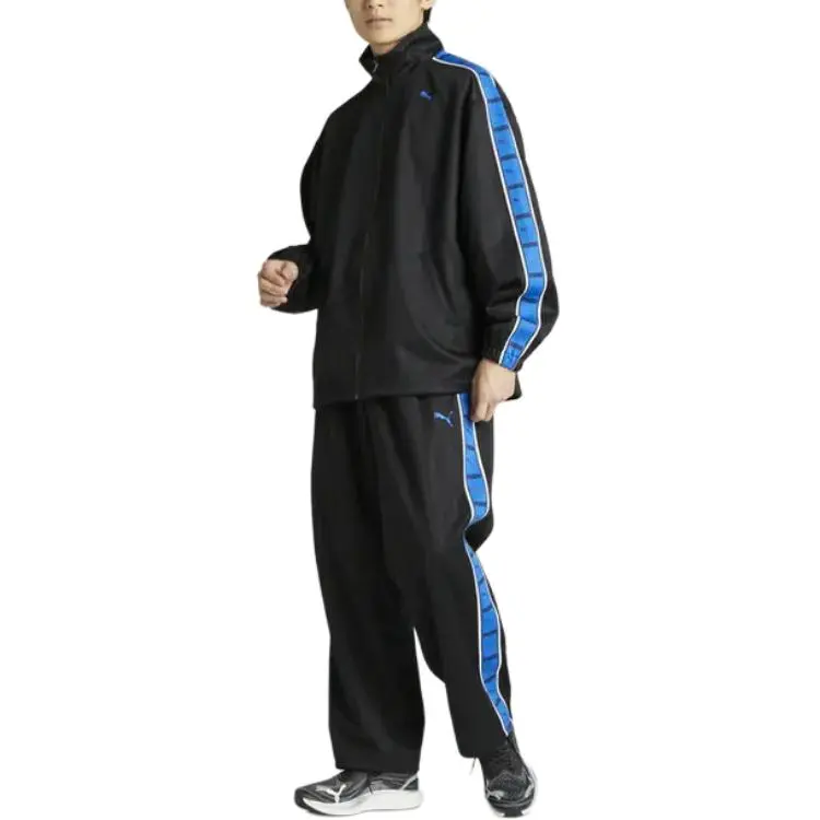 PUMA Knit FW24 SHADOW STRIPE Knitted Sweatpants Men's Black Blue-2