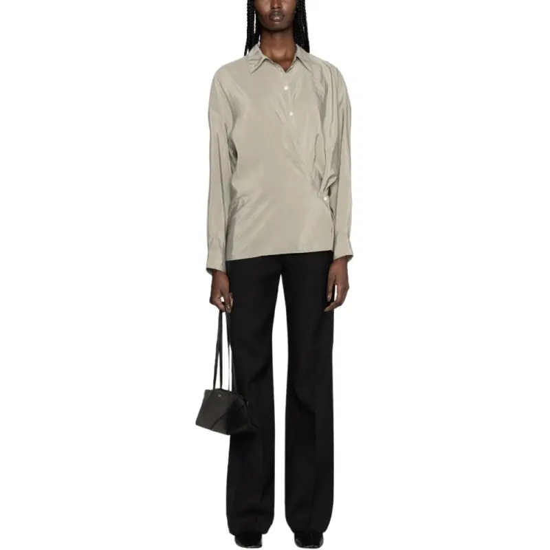 Lemaire Straight Collar Twisted Shirt 'Light Misty Grey'-2