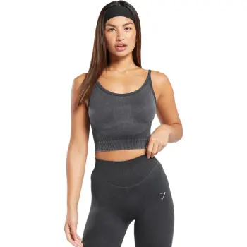 GYMSHARK Sweat Seamless Washed Midi Tank Sports Underwear Women's Black