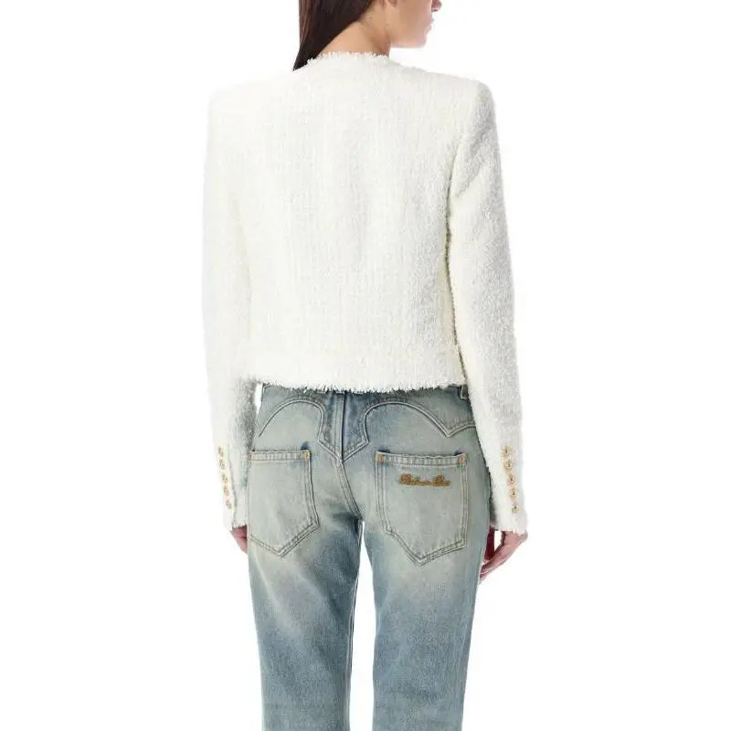 BALMAIN Frayed Tweed Jacket-3