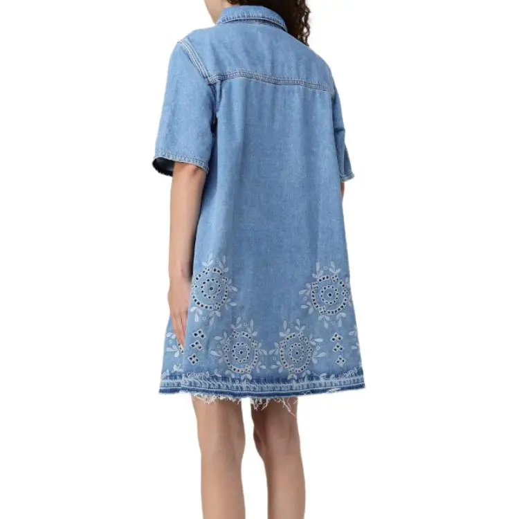 GANNI Embroidered Denim Dress-3