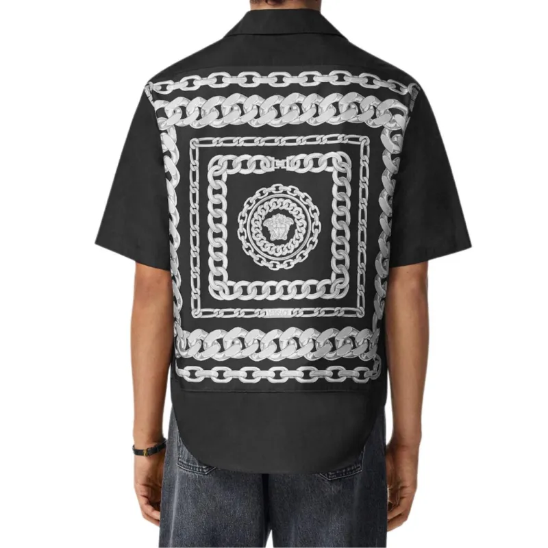VERSACE Medusa Chains Embroidered Short Sleeved Shirt-3