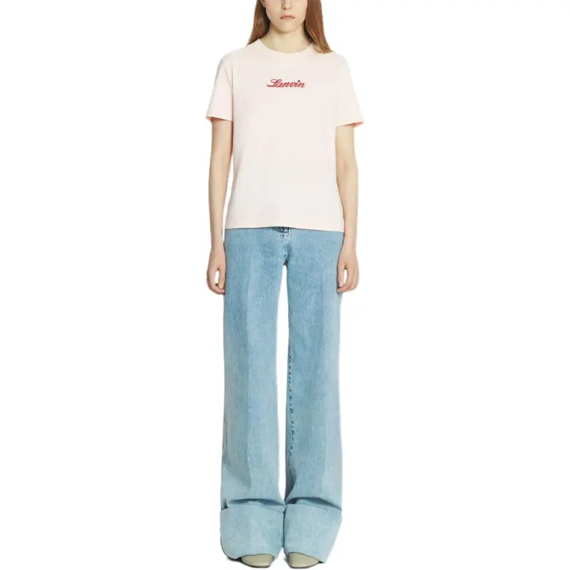 Lanvin Wide Leg Cuffed Denim Jeans-3