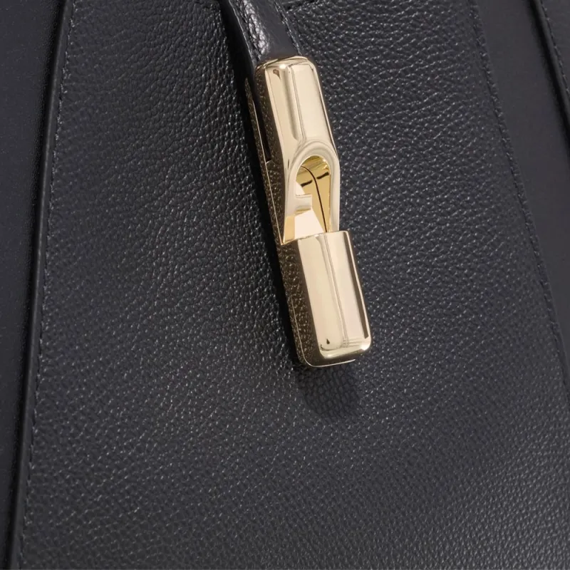Furla GOCCIA Fine Grain Leather Handbag Women's Black-3