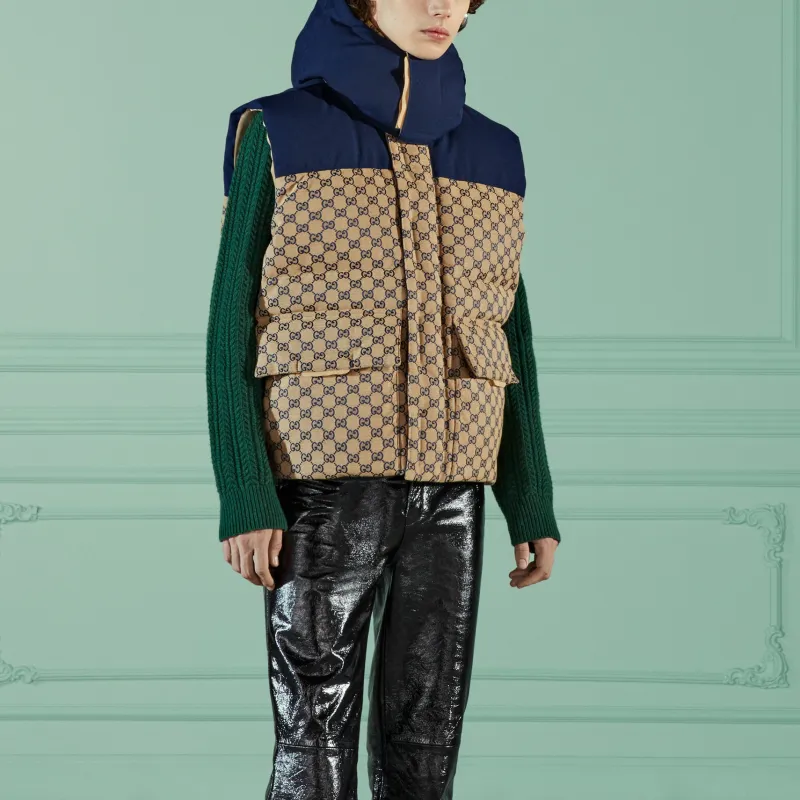 GUCCI Gg Canvas Down Vest With Detachable Hood-2