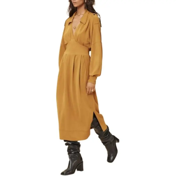 ZARA SRPLS Series Long Sleeved Dresses Women's Mustard-2