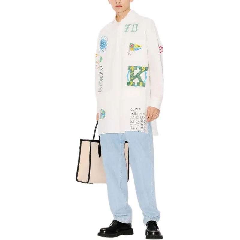 KENZO Graphic Printed Long Varsity Shirt-4