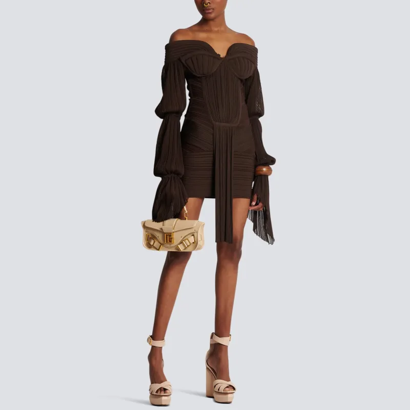 BALMAIN Long-Sleeved Dresses Women's Brown-1