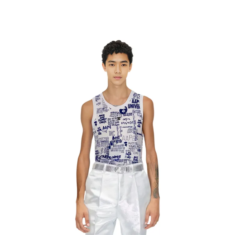 Aape Sketch print Cotton Tank Top-3