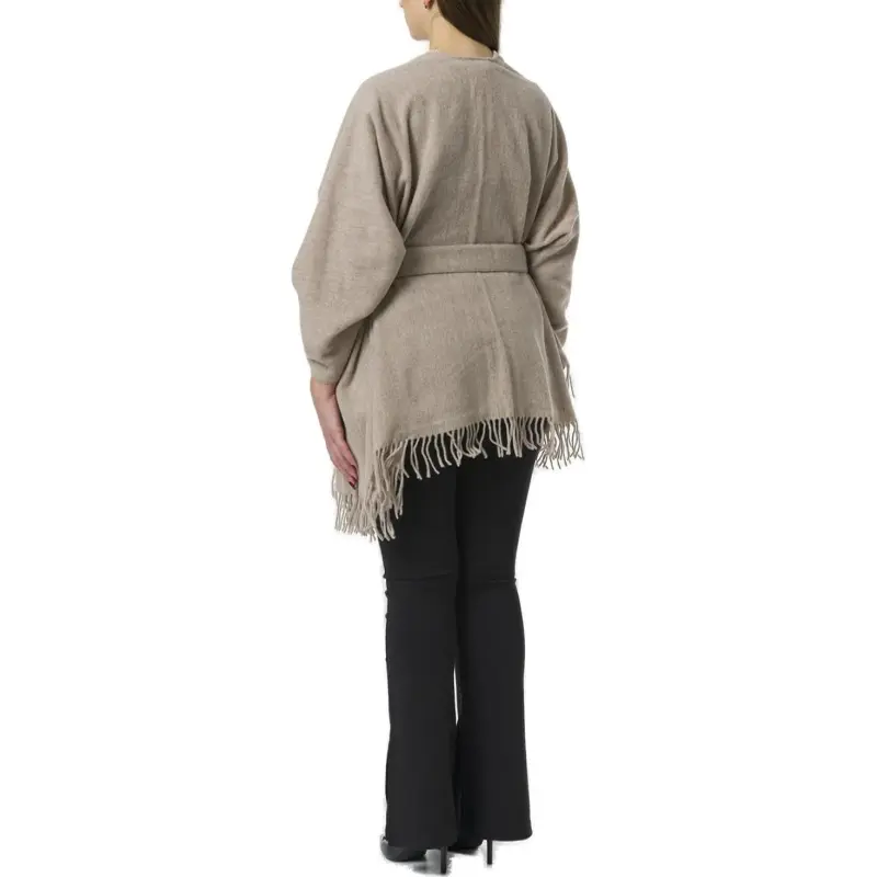 MaxMara Belted Fringed Edge Poncho-1
