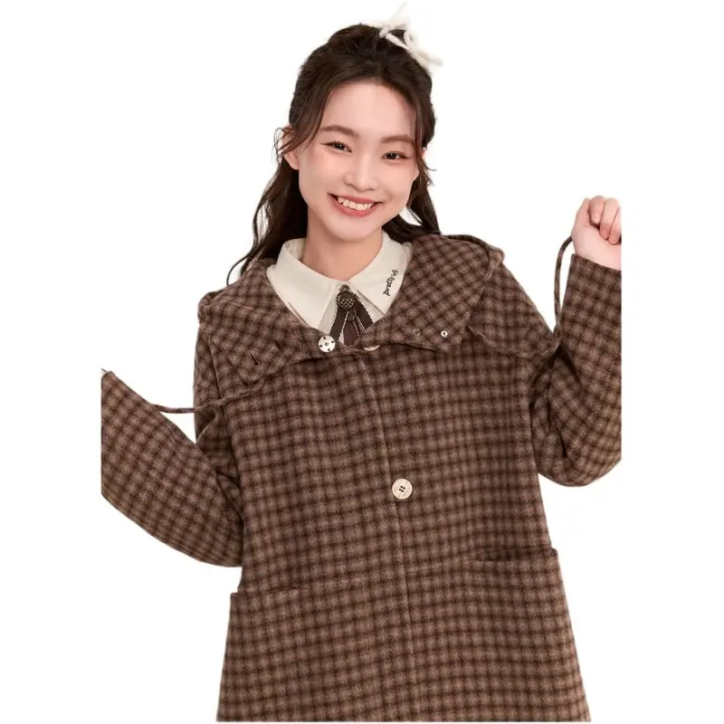 ZIHAN Coat Women's Coffee Plaid-3
