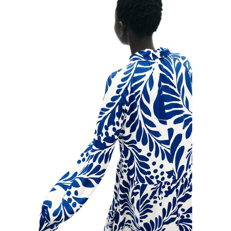 H&M Long Sleeved Dresses Women's White/Blue Pattern-1