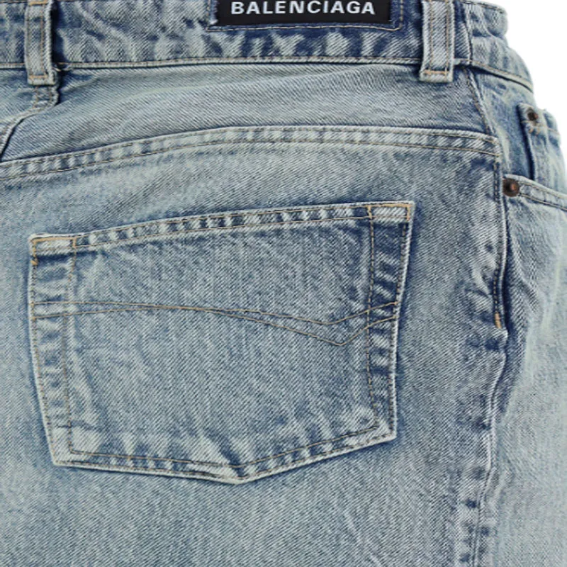 Balenciaga Denim Short Skirts Women's Blue-2