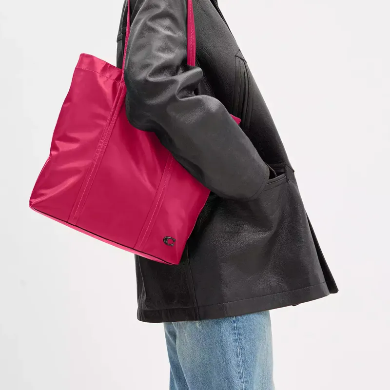COACH Leather Tote Bag, Shopping Bag, Shoulder Bag, Handbag Tubas Women's Dragon Fruit-4